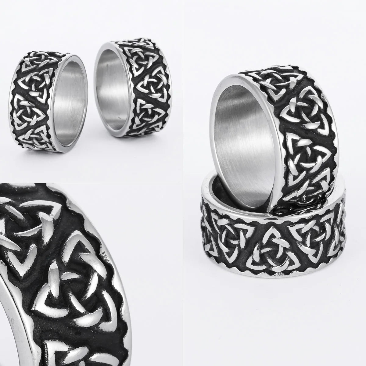 PENDRA Nordic Celtic Knot Steel Ring