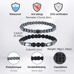 2pcs Hematite Bracelet for Men Boys,Black Gallstone Elastic Beaded Bracelet,Yoga Healing Jewelry Gift
