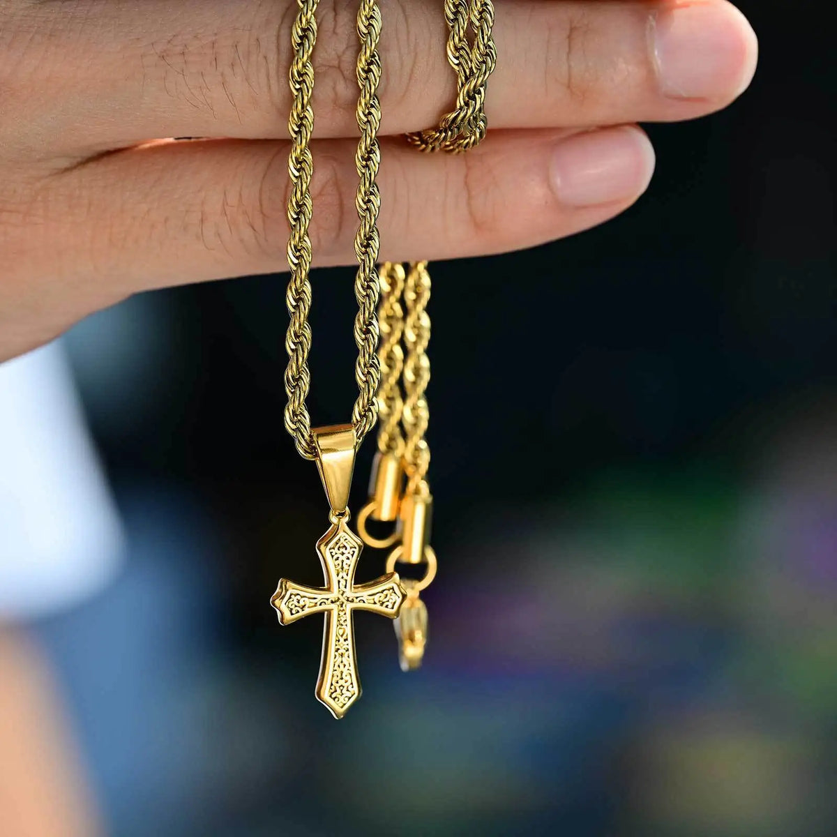 Hip-hop Cross Neckalce for Men Women,50/55/60cm Stainless Steel Cross Charm,Trendy Jewelry Gift for Him Her