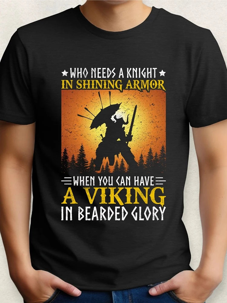 PENDRA Viking Compass Norse Mythology Statement Mythical Warrior T-Shirt