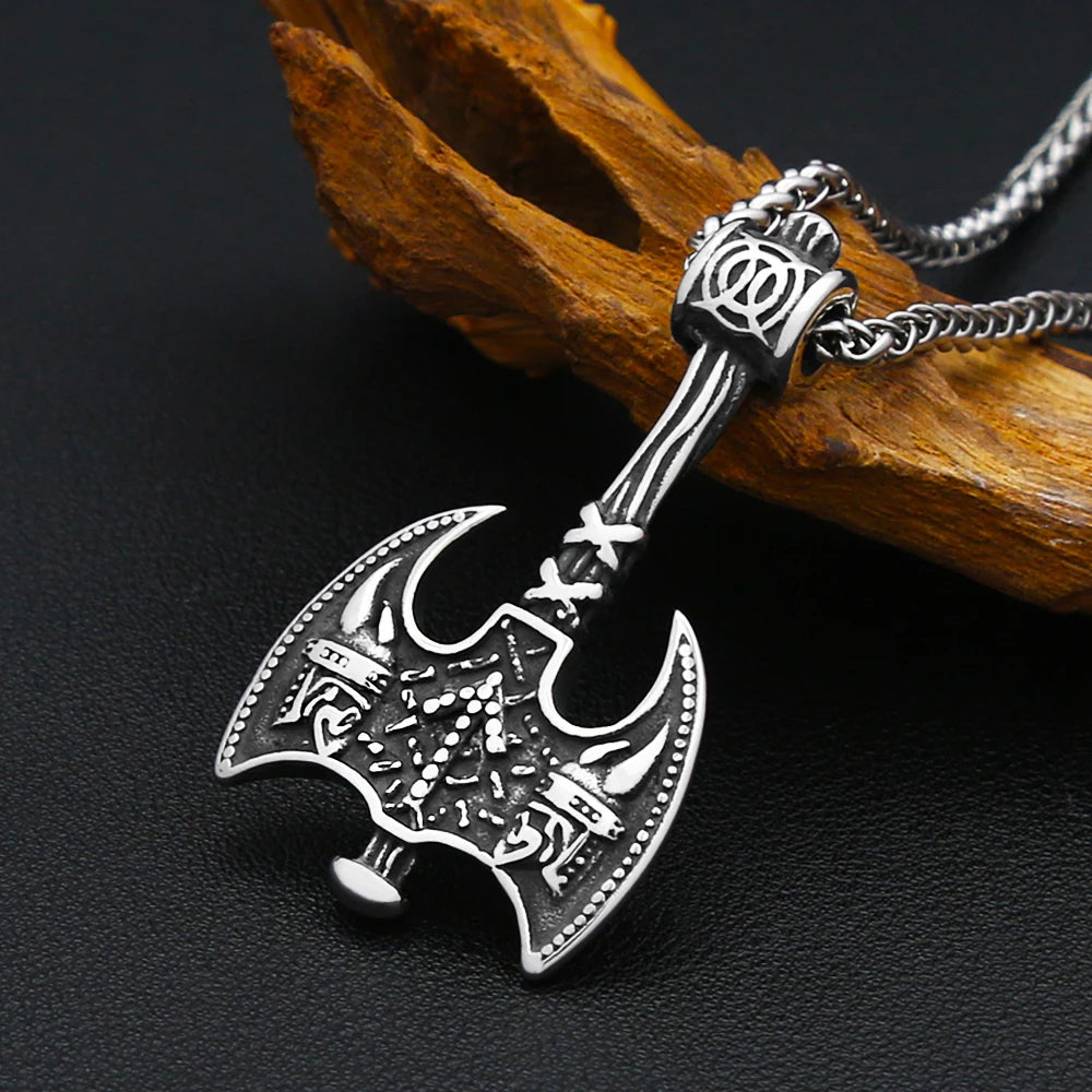 PENDRA Twinaxe Viking Double-Edged Axe Pendant