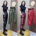 PENDRA Oversized Pocket Loose Leather Cargo Pants