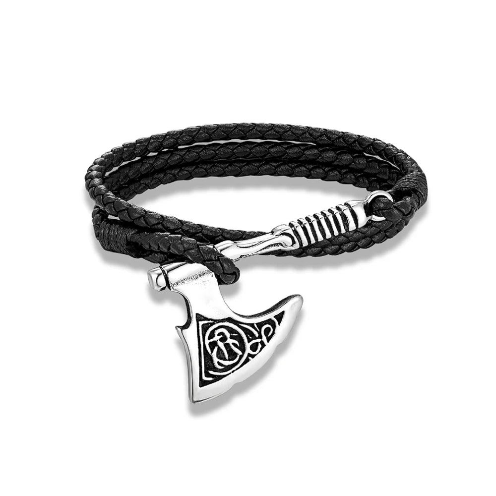 PENDRA Vikingaxe Leather Cord Viking Axe Bracelet
