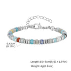 Men's Crystal Wheel Beads Bracelet,4mm Natural Stone Metal Wheel Beaded Bracelet,Adjustable Wristband Gift