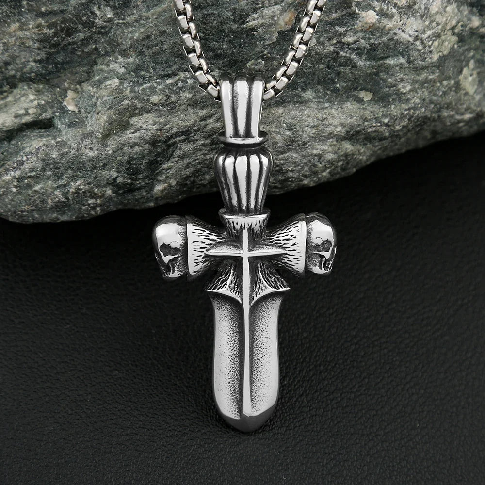 PENDRA Skullblade Punk Skull Sword Pendant Necklace