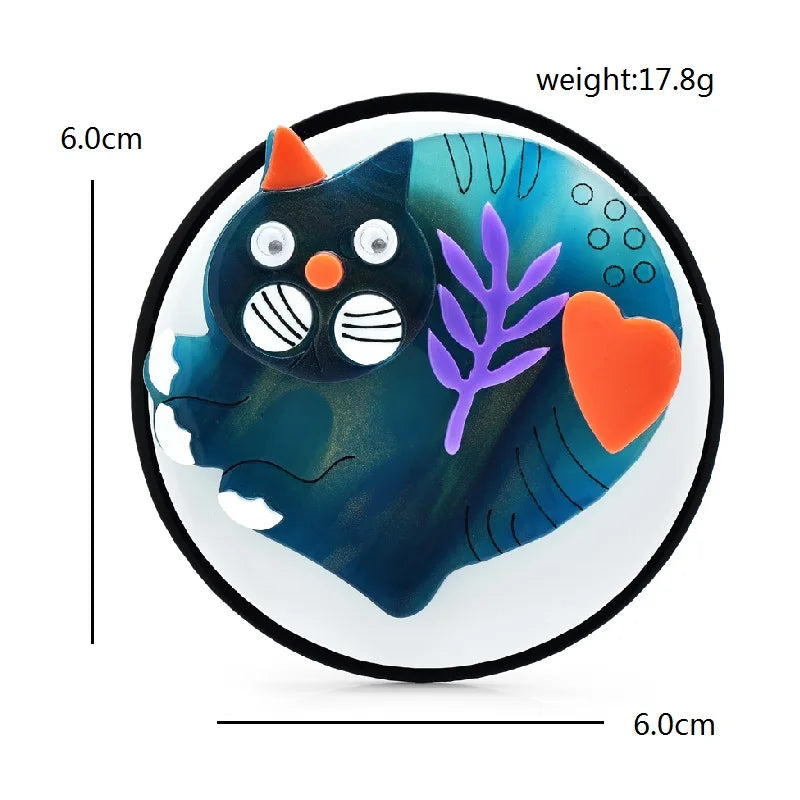 Wuli&baby New Movable Cat Round Brooches For Women Unisex Acrylic Lovely Pets Animal Badge Brooch Pins Gifts