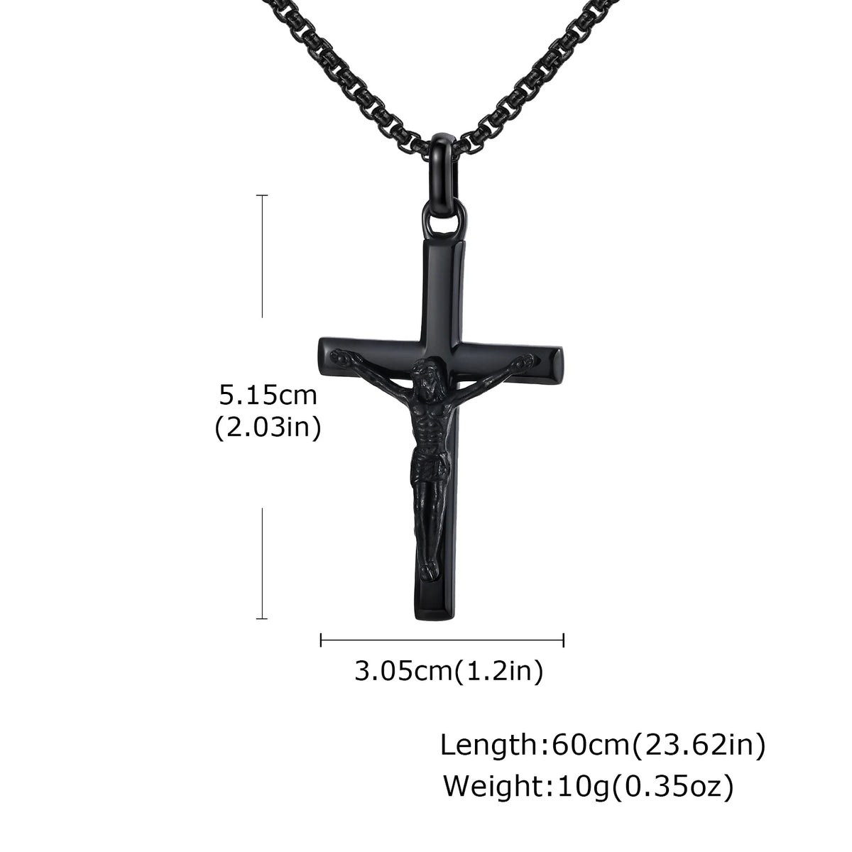 Waterproof Crucifix Cross Necklace for Men Boys,Stainless Steel Catholic Cross Pendant Necklace ,Religious Belief Jewelry Gift