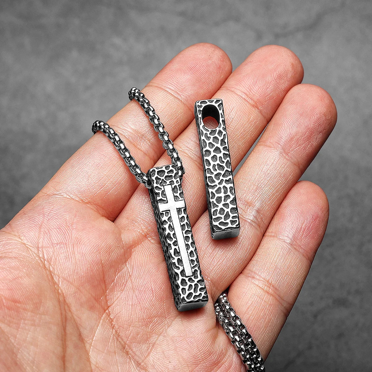 Texture Cross Men Necklaces Stainless Steel Pendant Chain Women Fashion Retro Jewelry Punk New In Accessories Gifts Wholesale