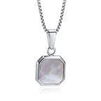 PENDRA Square Stone Natural Pendant Necklace