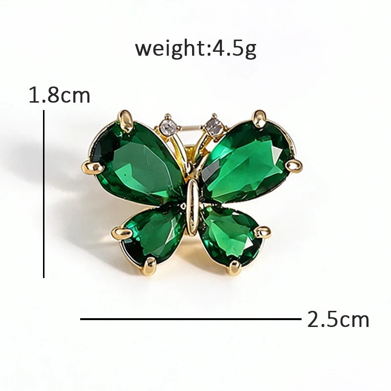 Wuli&baby Cute Butterfly Collar Pins For Women Girls 2-color Rhinestone Insects Brooch Pin Fashion Summer Jewelry Gifts