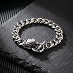 Rock Punk Men's Snake Head Chain Bracelet,11MM Stainless Steel Thick Chain Wristband,Birthday Party Gift for Him