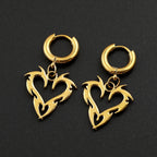 Y2K Thorn Flame Hoop Earrings Stainless Steel Korean Heart Unisex Punk Charm Grunge Ear Jewelry Goth Party Streetwear Gift