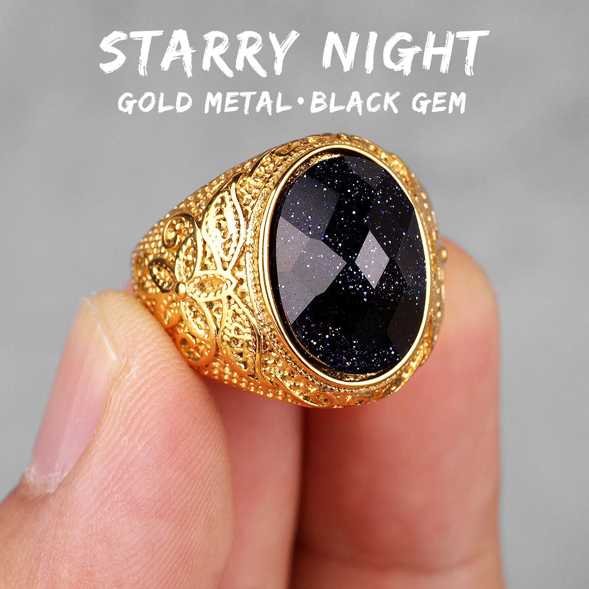 PENDRA Rhinestone Starry Night Steel Ring