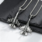 Vintage Fighter Jet Pendant Necklace for Men,Stainless Steel Military Airplane Charm Necklace,Pilot Jewelry Gift