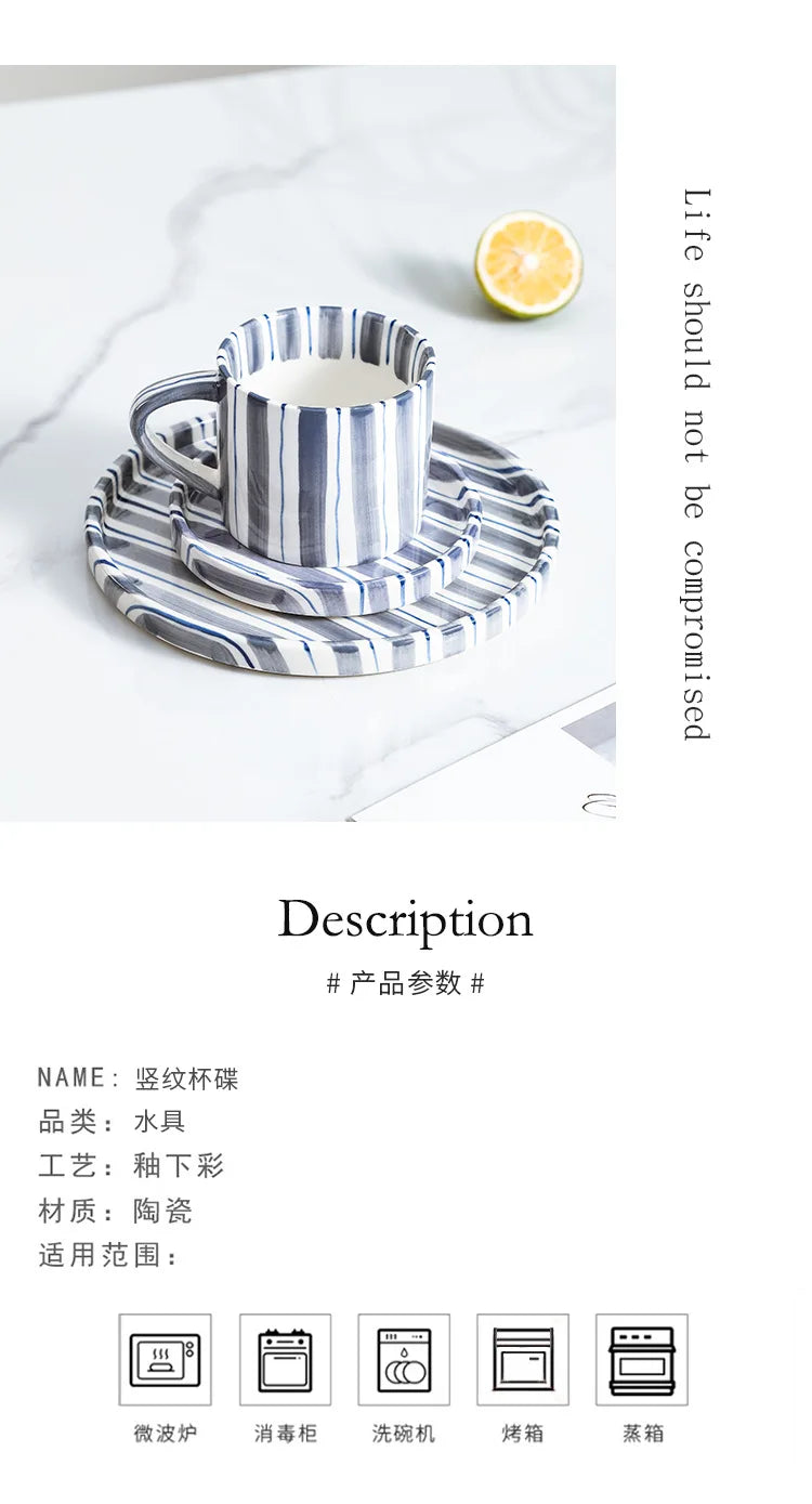 Simple ceramic coffee cup and saucer high-value coffee cup and saucer set household water  afternoon tea European and saucer ins