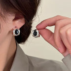 PENDRA Black Agate Silver Earrings