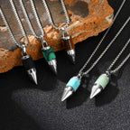 Stylish Bullet Necklaces for Men,Stainless Steel Natural Stone Pendant Necklace,Healing Jewelry Gift for Father Husband Son