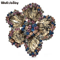 PENDRA Florienne Retro Rhinestone Flower Brooch