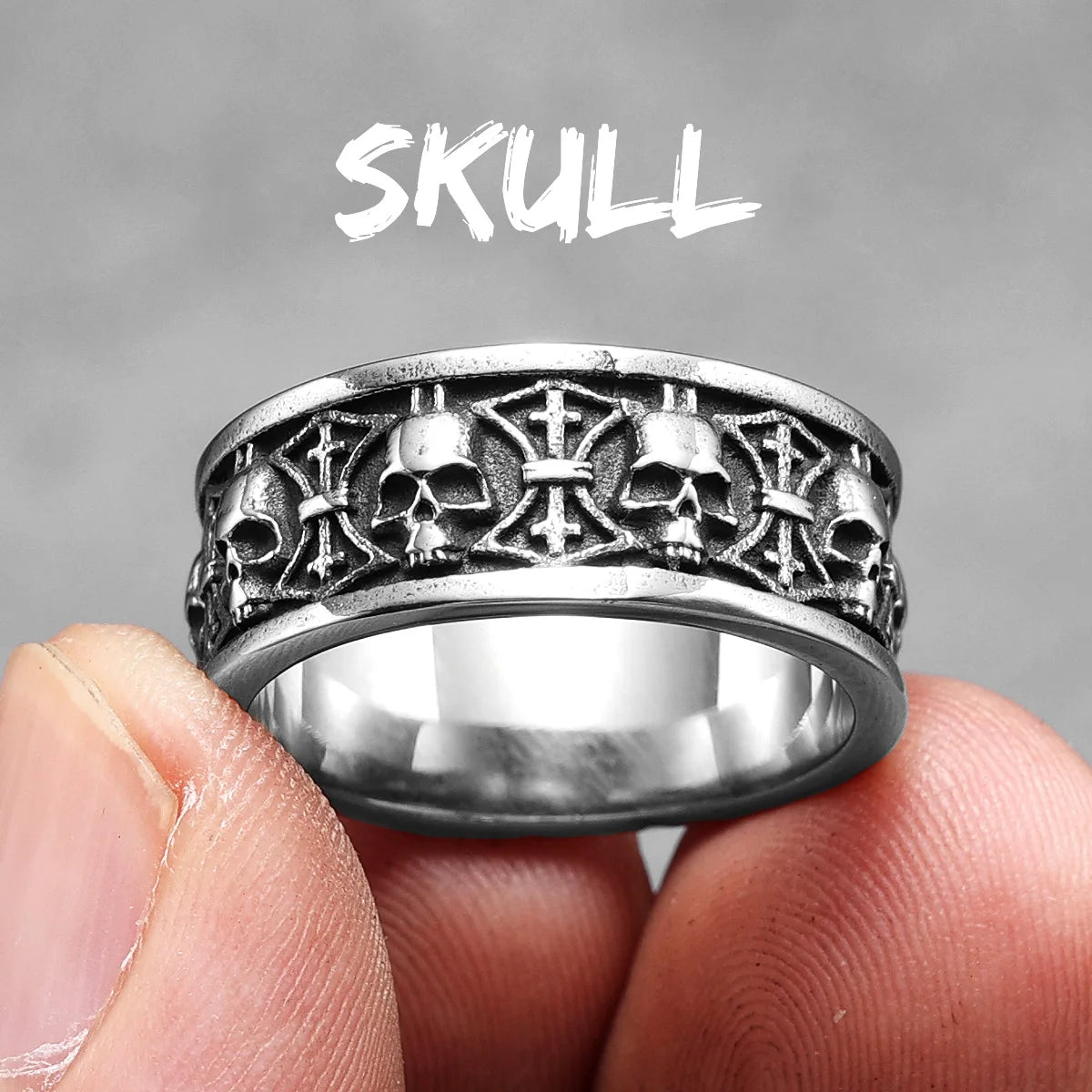 PENDRA Punk Gothic Skull Ring