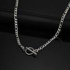 Stainless Steel Toggle Necklace for Men Women,50cm Figaro Chain Link Collar, Classic Rolo Chain Gift