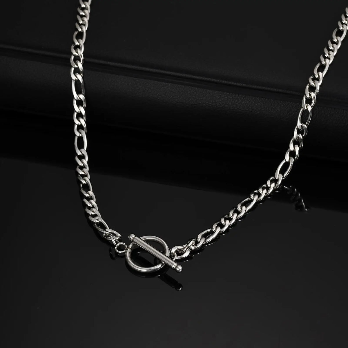 Men's Chain Necklace,Stainless Steel Cuban Chain Figaro Chain Collar,Classic Basic Gold Black Silver Color Chain