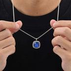 PENDRA Square Stone Black Pendant Necklace