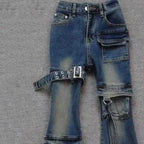 PENDRA Multi Pocket Flare Cargo Jeans