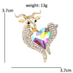 PENDRA Heartgoat Rhinestone Goat Brooch