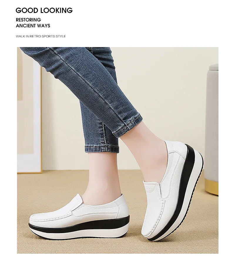 PENDRA Leather Sports Platform Shoes