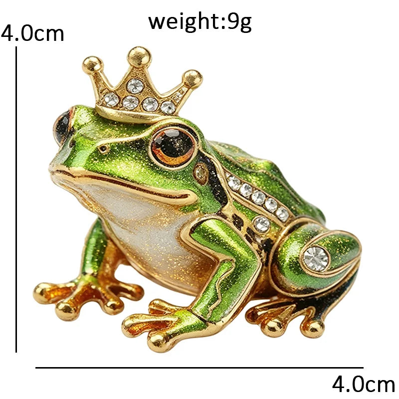 PENDRA Crown Frog Rhinestone Brooch