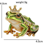 PENDRA Crown Rhinestone Frog Brooch