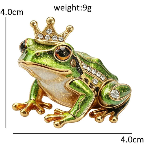 PENDRA Crown Rhinestone Frog Brooch