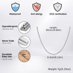 Punk Silver Color Chain Necklace for Men Women,Hip Hop Stainless Steel Braided Link Chokers,Classic Metal Jewelry Gift