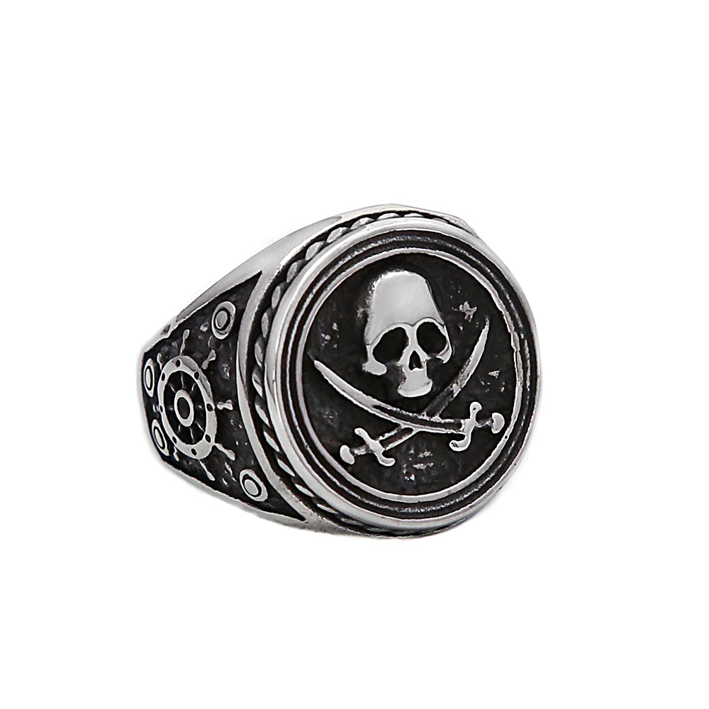 PENDRA Piratefang Double Knife Skull Ring
