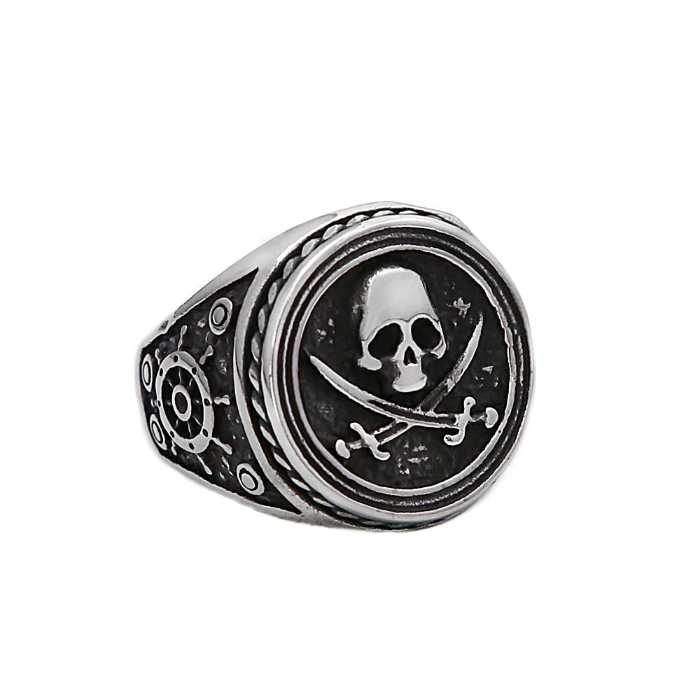 PENDRA Piratefang Double Knife Skull Ring