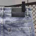 Spring and Autumn 2025 Elastic Slim Small Foot Jeans Men's Korean Trendy Versatile Luxury Clothing Trendy Graffiti Printed Pants