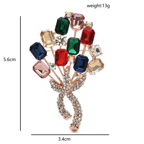PENDRA Bouquetelle Crystal Flower Bouquet Brooch