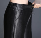 Women's solid color nine cropped wide leg pants autumn and winter loose thick fashionable and versatile commute pants