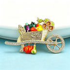 PENDRA Veggiecart Vintage Vegetable Cart Brooch