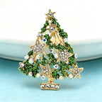 PENDRA Noelgreen Green Rhinestone Christmas Tree Brooch