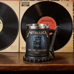 JingMetallica Ride The Lightning 1984 Collectible Mug, Guitar Handle Stainless Steel Lined Beer Stein, Heavy Metal Rock Fan Gift