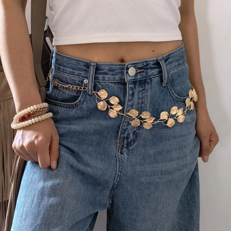 Luxury Designer Belt Female Summer Vacation Petal Flower Elegant Waist Chain for Women Beach Belly Chain Belt Party Body Jewelry