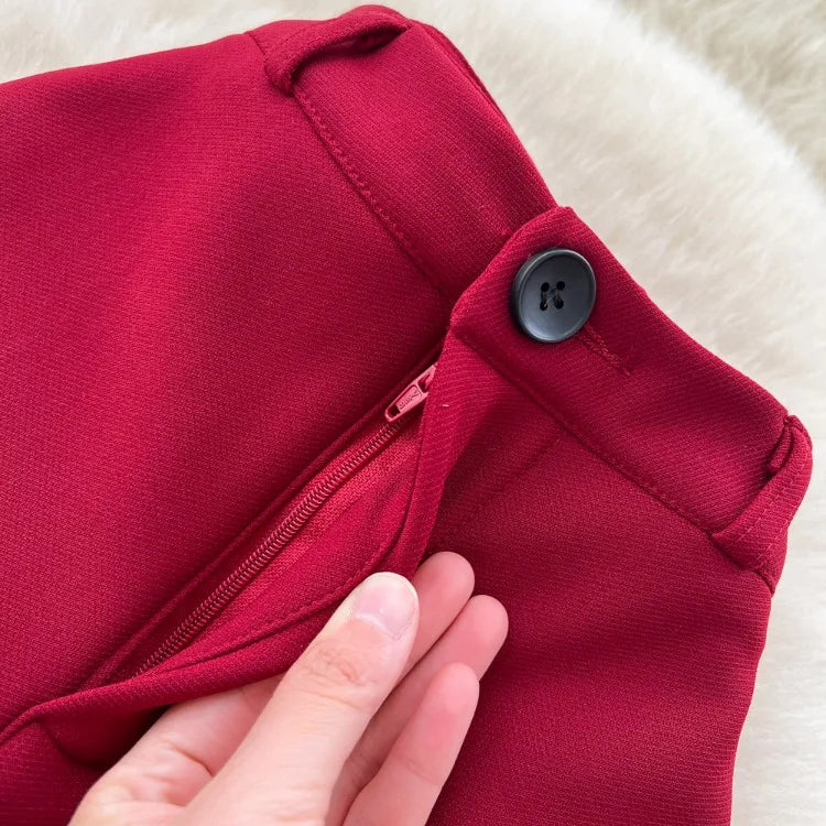 High waisted slim fit micro flared pants women in spring new design sense casual versatile solid color straight leg pants