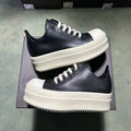 PENDRA Noir Luxe Black Genuine Leather 6cm Platform Flat Sneakers