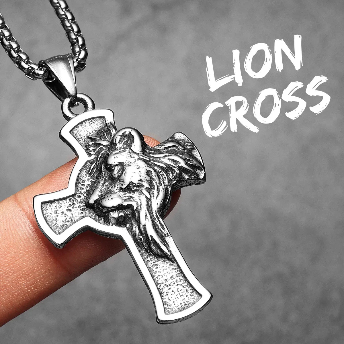 Lion King Cross Men Necklaces Stainless Steel Simple Pendant Chain Women Fashion Jewelry Punk New In Accessories Gifts Wholesale