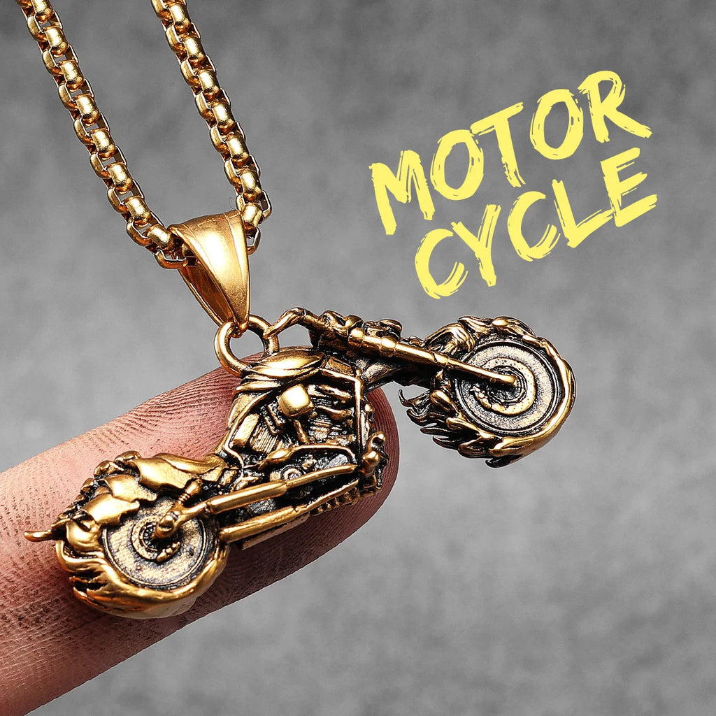 PENDRA Rider Motorcycle Rock Steel Necklace