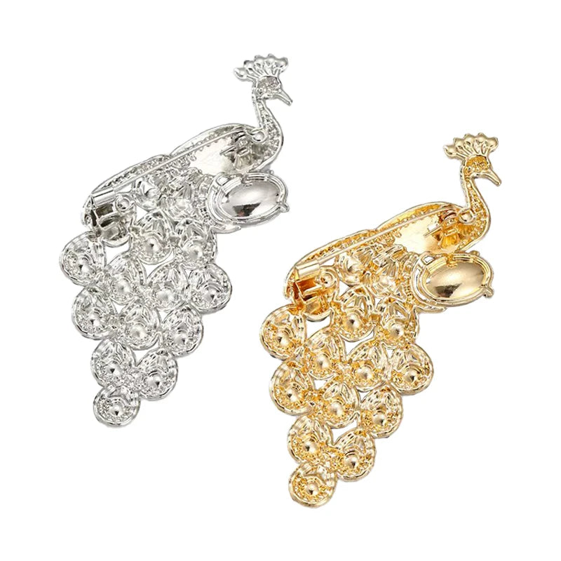 PENDRA Pearl Peacock Rhinestone Bird Brooch