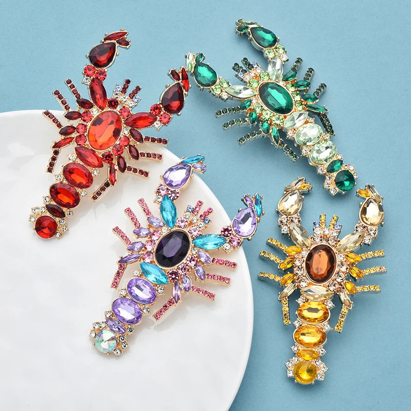 PENDRA Luxe Lobster Rhinestone Animal Brooch