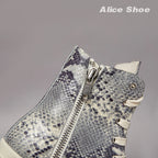 PENDRA Python Shadow Black Python-Embossed Leather High-Top Platform Ankle Boots