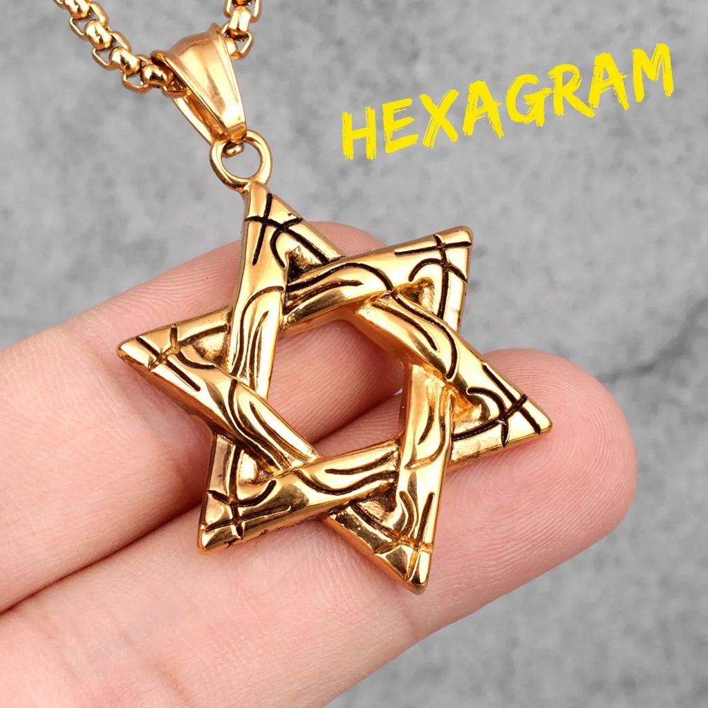 PENDRA Star David Masonic Steel Necklace